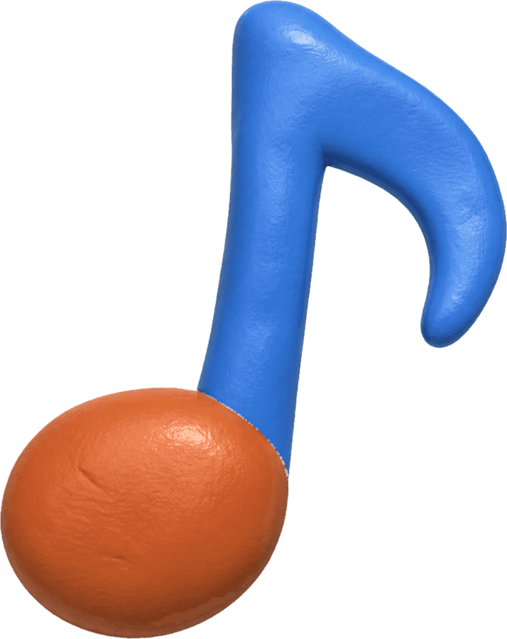A clay music note representing the audio lesson