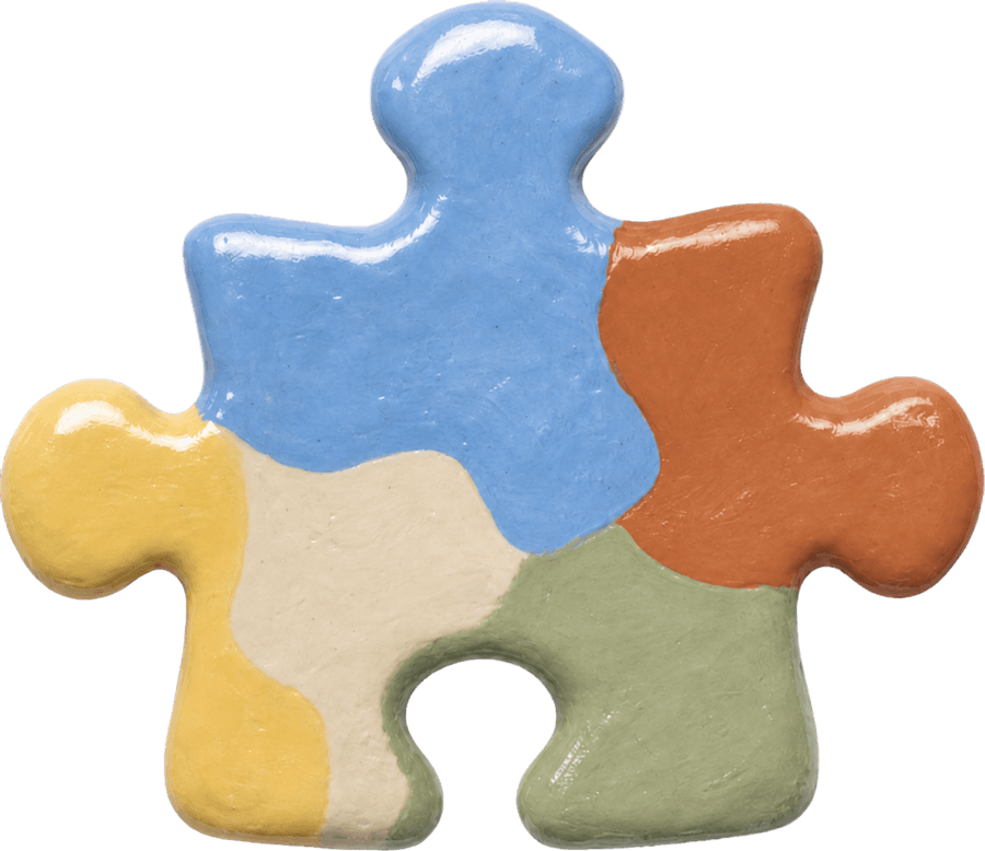 Clay puzzle pieces for recall quizzes